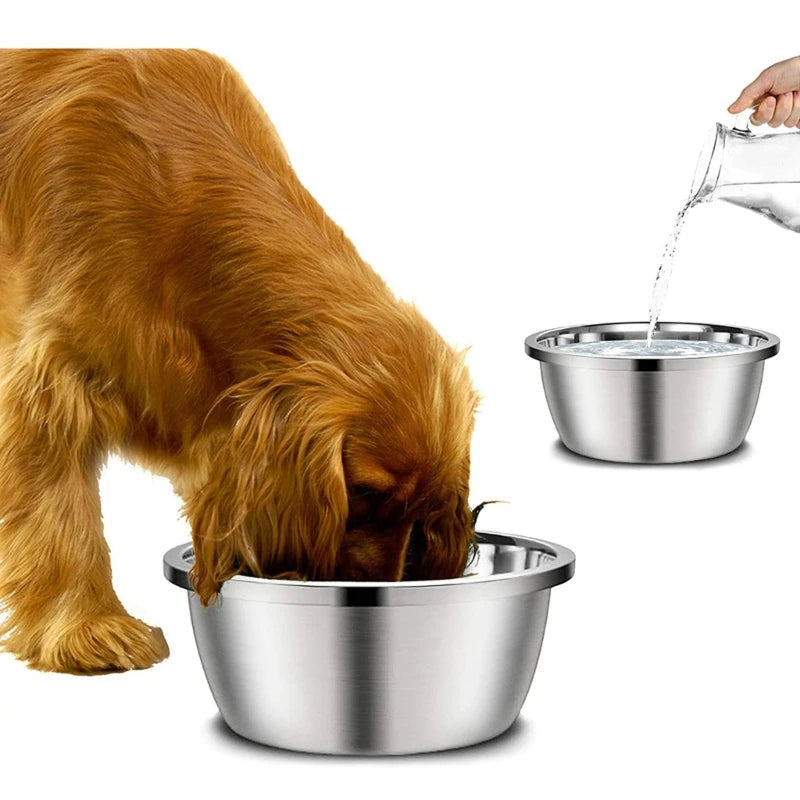 Large Stainless Steel Dog Bowls Smooth Metal Food and Water Dishes