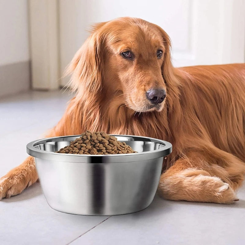 Large Stainless Steel Dog Bowls Smooth Metal Food and Water Dishes